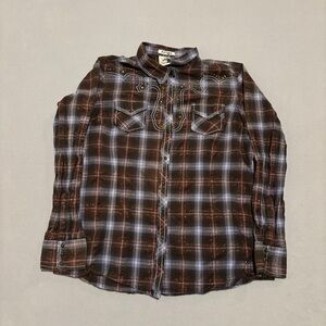 Ariat Shirt Women's XL Plaid Fitted Glitter Snap Button Cowboy Western  Rodeo